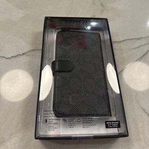 Black/grey Coach iPhone 14 wallet case